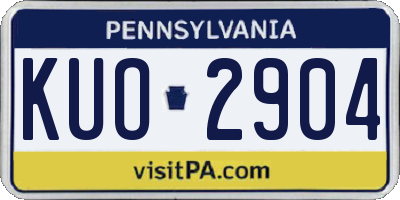 PA license plate KUO2904