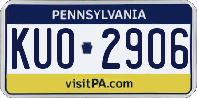PA license plate KUO2906