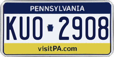 PA license plate KUO2908