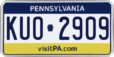 PA license plate KUO2909