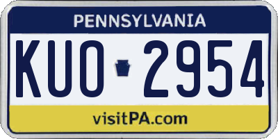PA license plate KUO2954