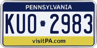 PA license plate KUO2983
