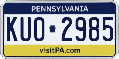PA license plate KUO2985