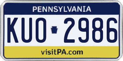 PA license plate KUO2986
