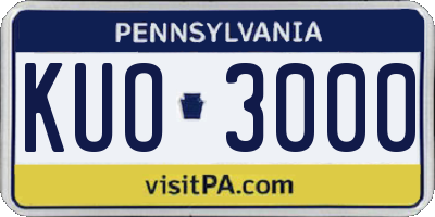 PA license plate KUO3000