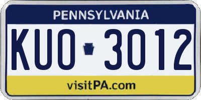 PA license plate KUO3012