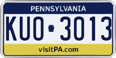 PA license plate KUO3013