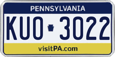 PA license plate KUO3022
