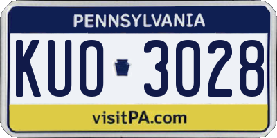 PA license plate KUO3028