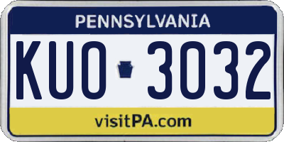 PA license plate KUO3032