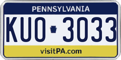 PA license plate KUO3033