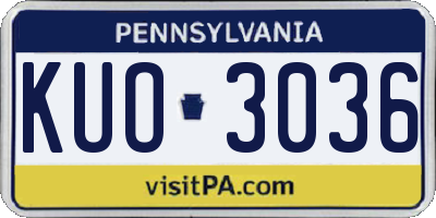 PA license plate KUO3036