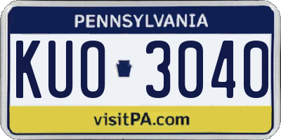 PA license plate KUO3040