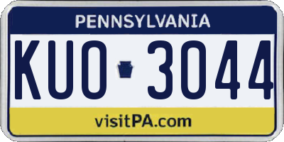 PA license plate KUO3044