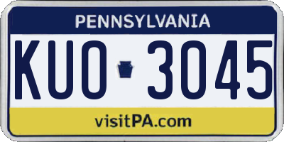 PA license plate KUO3045