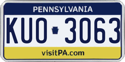 PA license plate KUO3063