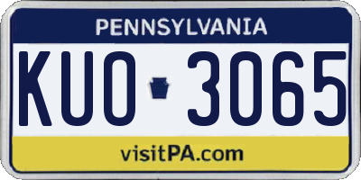 PA license plate KUO3065