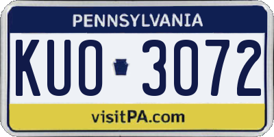 PA license plate KUO3072
