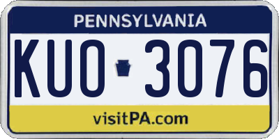 PA license plate KUO3076