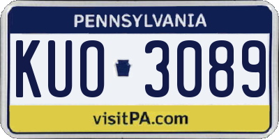 PA license plate KUO3089