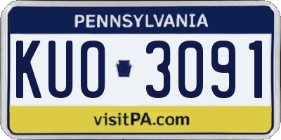 PA license plate KUO3091