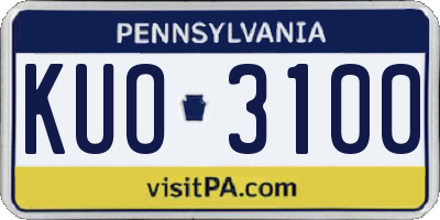 PA license plate KUO3100