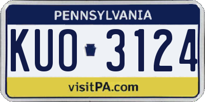 PA license plate KUO3124