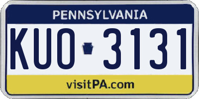 PA license plate KUO3131