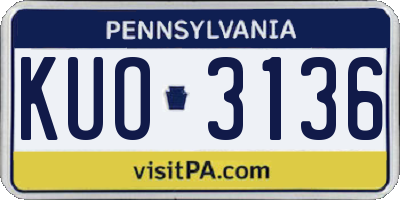 PA license plate KUO3136