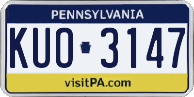 PA license plate KUO3147