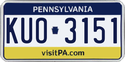 PA license plate KUO3151