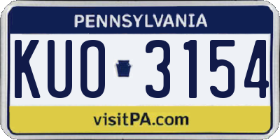 PA license plate KUO3154