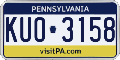 PA license plate KUO3158