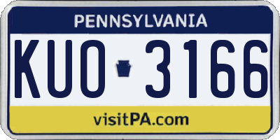 PA license plate KUO3166
