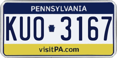 PA license plate KUO3167