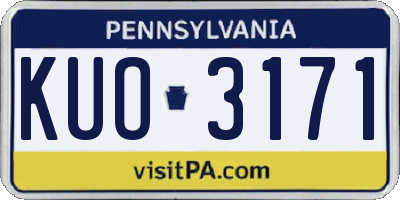 PA license plate KUO3171
