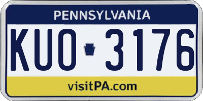 PA license plate KUO3176