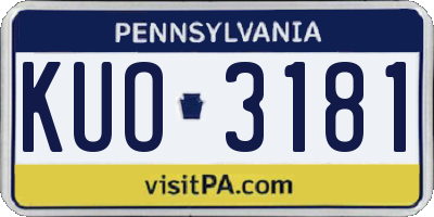 PA license plate KUO3181