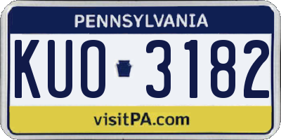 PA license plate KUO3182