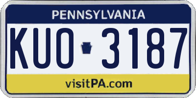 PA license plate KUO3187