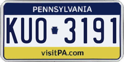 PA license plate KUO3191