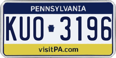PA license plate KUO3196