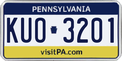 PA license plate KUO3201