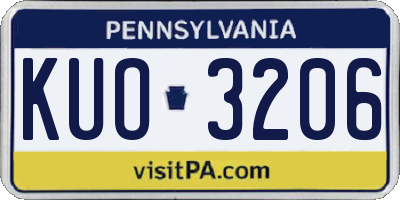 PA license plate KUO3206