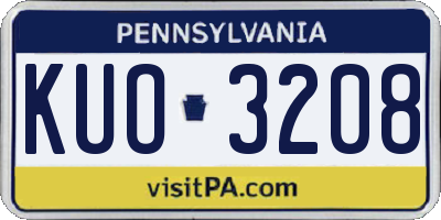 PA license plate KUO3208