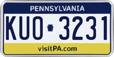 PA license plate KUO3231