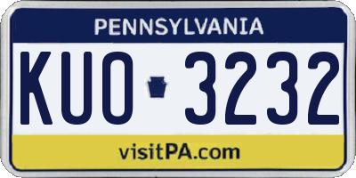 PA license plate KUO3232