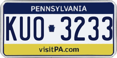 PA license plate KUO3233