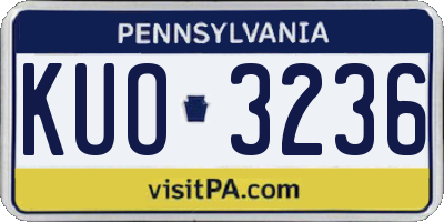 PA license plate KUO3236