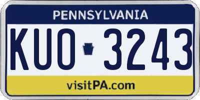 PA license plate KUO3243